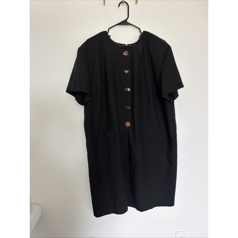 VTG 80s Jessica Howard Black Short Sleeve Poly-Rayon Blend Dress Sz 18